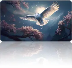 Playmat for MTG Magic Size 24x14 Inch playmat without zones White Owl Flying - Image 2