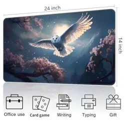 Playmat for MTG Magic Size 24x14 Inch playmat without zones White Owl Flying - Image 4