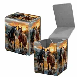 Card Deck Box for Trading Cards, MTG Commander Deck Box Sunlight Two Horses - Image 2