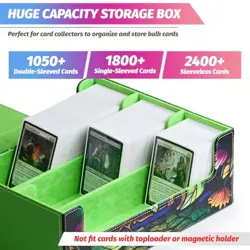 Card Storage Box for MTG, Trading Card Deck Box Holds 1800+ with 6 A1-GREEN - Image 4