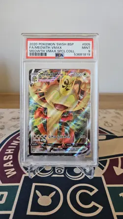 PSA 9 Meowth VMAX SWSH005 Full Art Black Star Promo Pokemon Card - Image 1