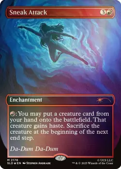 1x Sneak Attack ~~ Borderless - Foil NM-Mint, English Secret Lair MTG Magic - Image 1