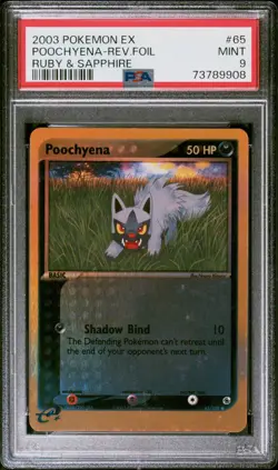 Pokemon TCG Poochyena EX Ruby and Sapphire 65/109 Reverse Holo Common PSA 9 Mint - Image 1