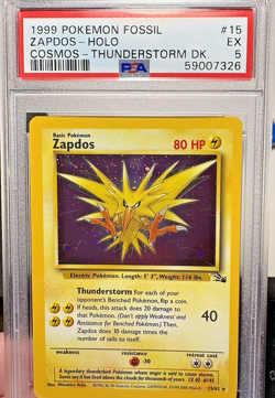 1999 Pokemon Fossil #15/62 Zappos-Holo Cosmos-Thunderstorm Dk. PSA 5 - Image 2