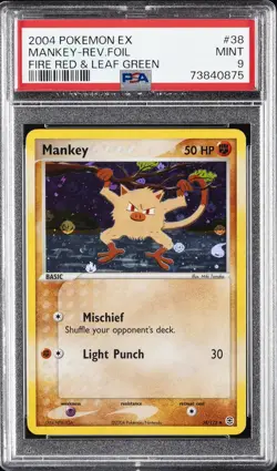 2004 POKEMON EX FIRE RED & LEAF GREEN #38 MANKEY-REVERSE FOIL PSA 9 - Image 1