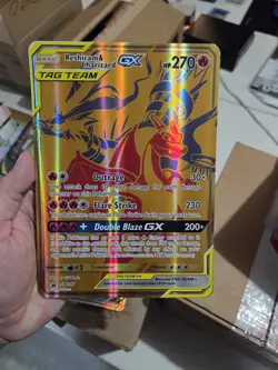JUMBO Oversized Reshiram & Charizard GX Tag Team Gold Promo SM247 Pokemon NM - Image 1