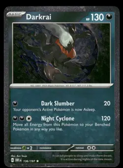 Darkrai 136/197 Cosmos Holo Promo 🌀 SWIRL Pokemon OBF NM - Image 1
