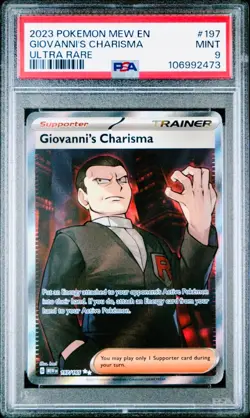 Pokemon 2023 SV 151 Mew en Giovanni's Charisma #197/165 PSA 9 - Image 1