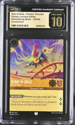 CGC Pristine 10 Lorcana Shimmering Skies Uncommon Alan-A-Dale Rockin' Rooster - Image 1
