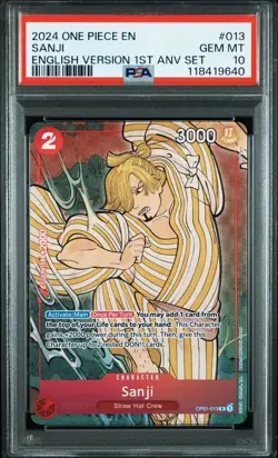 PSA 10 2024 One Piece card 1st Anniversary Set English OP01-013 Sanji - Image 1