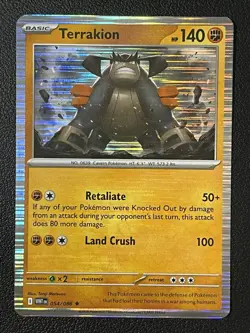Terrakion Holo Rare White Flare Pokemon TCG Card 054/086 - Image 1