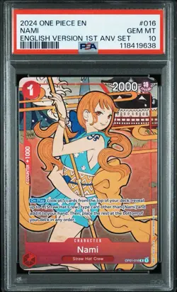 PSA 10 ONE PIECE CARD 1ST ANNIVERSARY SET ENGLISH OP01-016 NAMI - Image 1