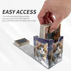 Card Deck Box Trading Cards with Strong B Card Deck Box Cute Brown White Kitten - Image 3