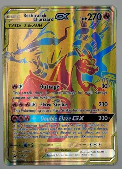 JUMBO Oversized Reshiram & Charizard GX Tag Team Gold Promo SM247 Pokemon NM - Image 1