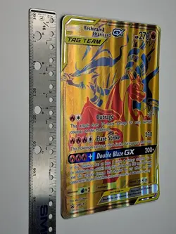 JUMBO Oversized Reshiram & Charizard GX Tag Team Gold Promo SM247 Pokemon NM - Image 4