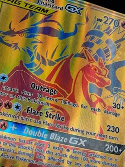 JUMBO Oversized Reshiram & Charizard GX Tag Team Gold Promo SM247 Pokemon NM - Image 5