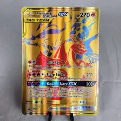 JUMBO Oversized Reshiram & Charizard GX Tag Team Gold Promo SM247 Pokemon NM - Image 1