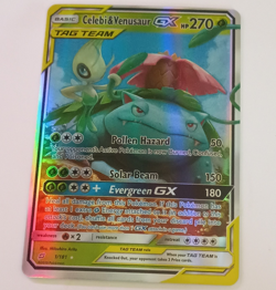 Pokemon Celebi & Venusaur GX TAG TEAM Ultra Rare Holo 1/181 Team Up 2019 - Image 1