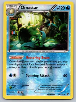 Omastar 18/124 Rare Fates Collide Pokemon Reverse Holo Near Mint - Image 1