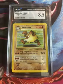 Pokemon TCG Primeape Jungle Card 43/64 CGC 8.5 NM-MT + - Image 1