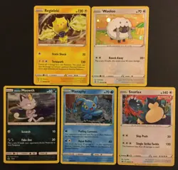 5 Pokemon Cards HOLO PROMO Cosmos Snorlax Meowth Wooloo Manaphy Regieleki PL-Exc - Image 1