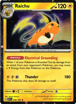 RAICHU (COSMOS HOLO) 026/165 HOLO RARE MISCELLANEOUS CARDS & PRODUCTS POKEMON NM - Image 1