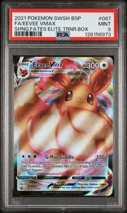 2021 POKEMON SWSH BLACK STAR PROMO #087 FULL ART/EEVEE VMAX PSA 9 - Image 1