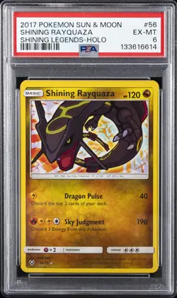 2017 POKEMON SUN & MOON SHINING LEGENDS #56 SHINING RAYQUAZA-HOLO PSA 6 - Image 1