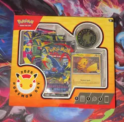 Pokemon TCG Pokemon Day 2026 Collection Box Pikachu Promo Coin 3 Packs - Image 1