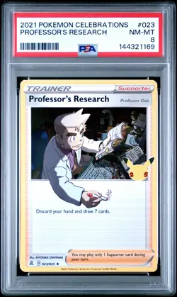 2021 POKEMON CELEBRATIONS #023 PROFESSOR'S RESEARCH PSA 8 - Image 1