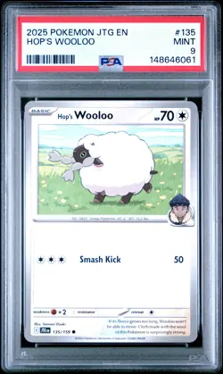 2025 POKEMON JTG EN-JOURNEY TOGETHER #135 HOP'S WOOLOO PSA 9 - Image 1