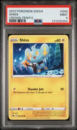 2023 POKEMON SWORD & SHIELD CROWN ZENITH #040 SHINX PSA 9 - Image 1