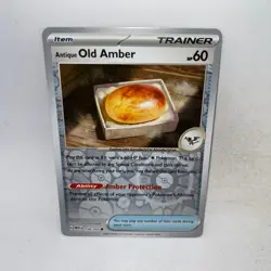 Antique Old Amber 154/165 Common 151 Pokemon Reverse Holo Near Mint - Image 1