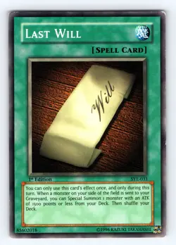 Yugioh Last Will SYE-031 1st Edition Common - LP 💎 - Image 1