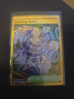 Pokemon TCG Jamming Tower Destined Rivals Trainer Card 243/182 Gold Hyper Rare - Image 1