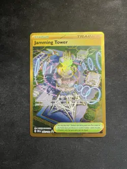 Pokemon TCG Jamming Tower Destined Rivals Trainer Card 243/182 Gold Hyper Rare - Image 1