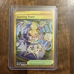 Pokemon TCG Jamming Tower Destined Rivals Gold Trainer Card 243/182 Holo - Image 1