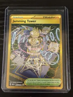 Pokemon TCG Jamming Tower Destined Rivals Gold Hyper Rare Card 243/182 - Image 1