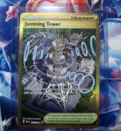 Pokemon TCG Jamming Tower Destined Rivals Gold Hyper Rare Card 243/182 - Image 1