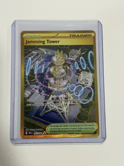 Jamming Tower 243/182 Destined Rivals Gold Hyper Rare Pokemon Card - NM - Image 1