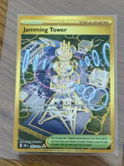 Jamming Tower 243/182 Destined Rivals Gold Hyper Rare Pokemon Card - NM - Image 1