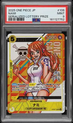 2025 ONE PIECE JAPANESE PROMOS SERIALIZED LOTTERY PRIZE #106 NAMI 820/1200 PSA 9 - Image 1