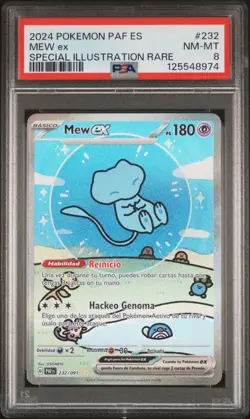2024 POKEMON SPANISH PAF ES-PALDEAN FATES SPECIAL ILLUSTRATION RARE MEW EX PSA 8 - Image 1