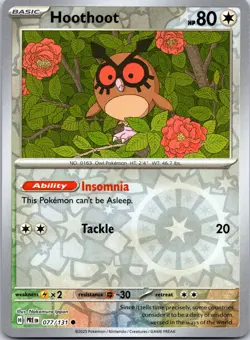 Pokemon TCG - Hoothoot Reverse Holo Common SV: Prismatic Evolutions 077/131 NM - Image 1