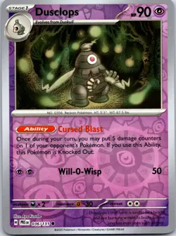 Pokemon TCG - Dusclops Reverse Holo Common SV: Prismatic Evolutions 036/131 NM - Image 1