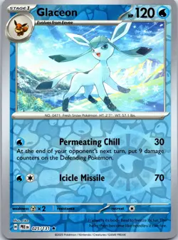 Pokemon TCG - Glaceon Reverse Holo Rare SV: Prismatic Evolutions 025/131 NM - Image 1