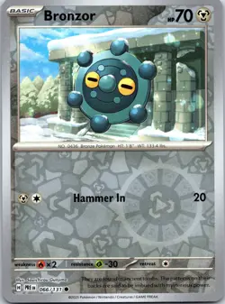 Pokemon TCG - Bronzor (Master Ball Pattern) Reverse Holo Prismatic Evolutions 06 - Image 1