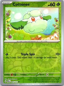 Pokemon TCG - Cottonee Reverse Holo Common SV: Prismatic Evolutions 007/131 NM - Image 1