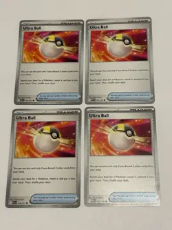 4x Ultra Ball Trainer Card Playset Near Mint Pokemon TCG 2 MEG & 2 ASC ENGLISH - Image 1