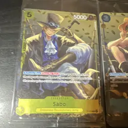 Bandai One Piece Card Game PROMO Foil 3-Card Lot - Sabo x2 P-073, Ace P-074 - Image 2